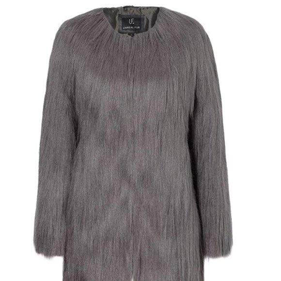 UNREAL FUR Women's Wanderlust Faux Fur Coat Slate - Picture 3 of 8